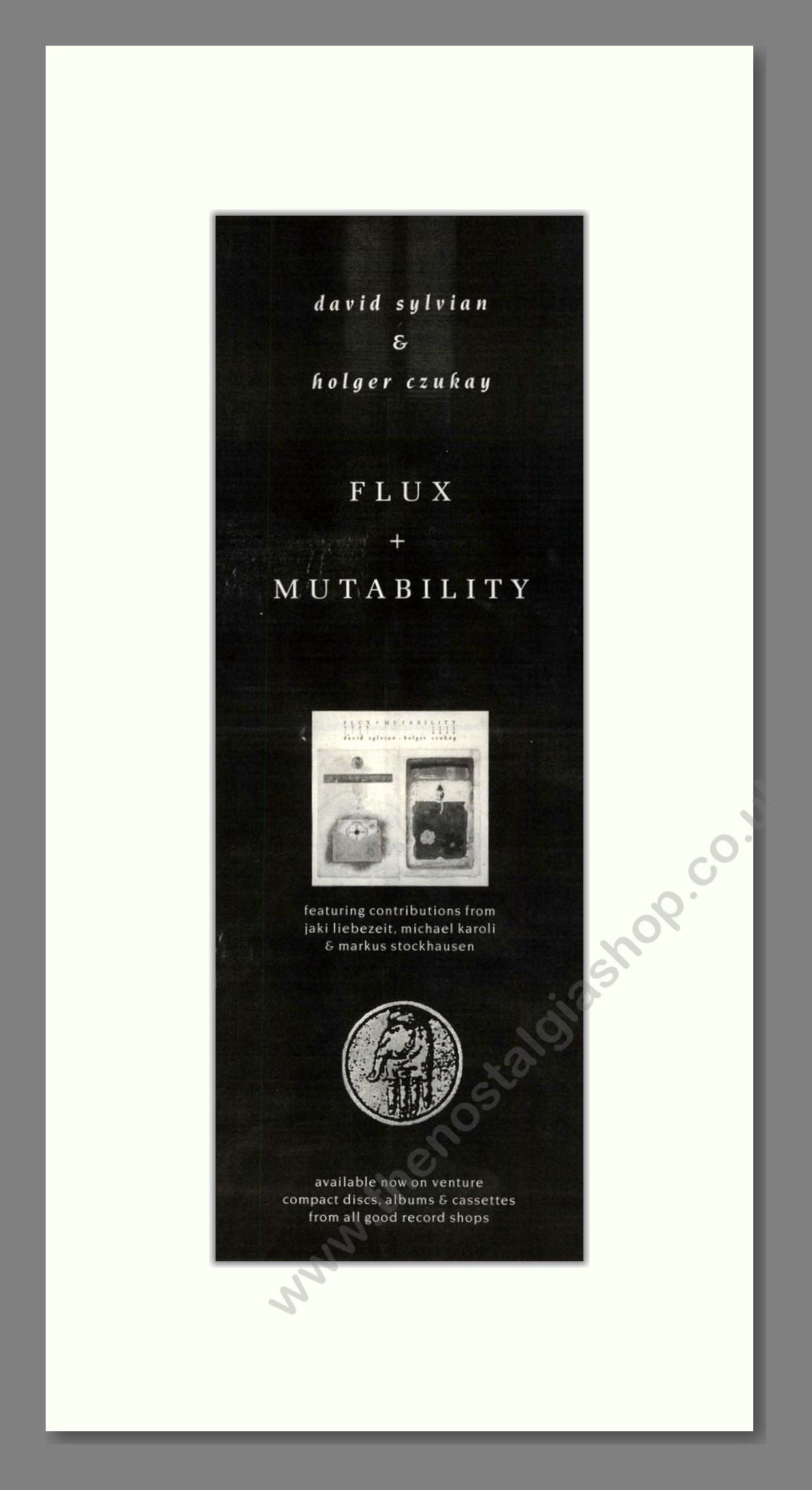 David Sylvian - Flux And Mutability. Vintage Advert 1989 (ref AD201603)