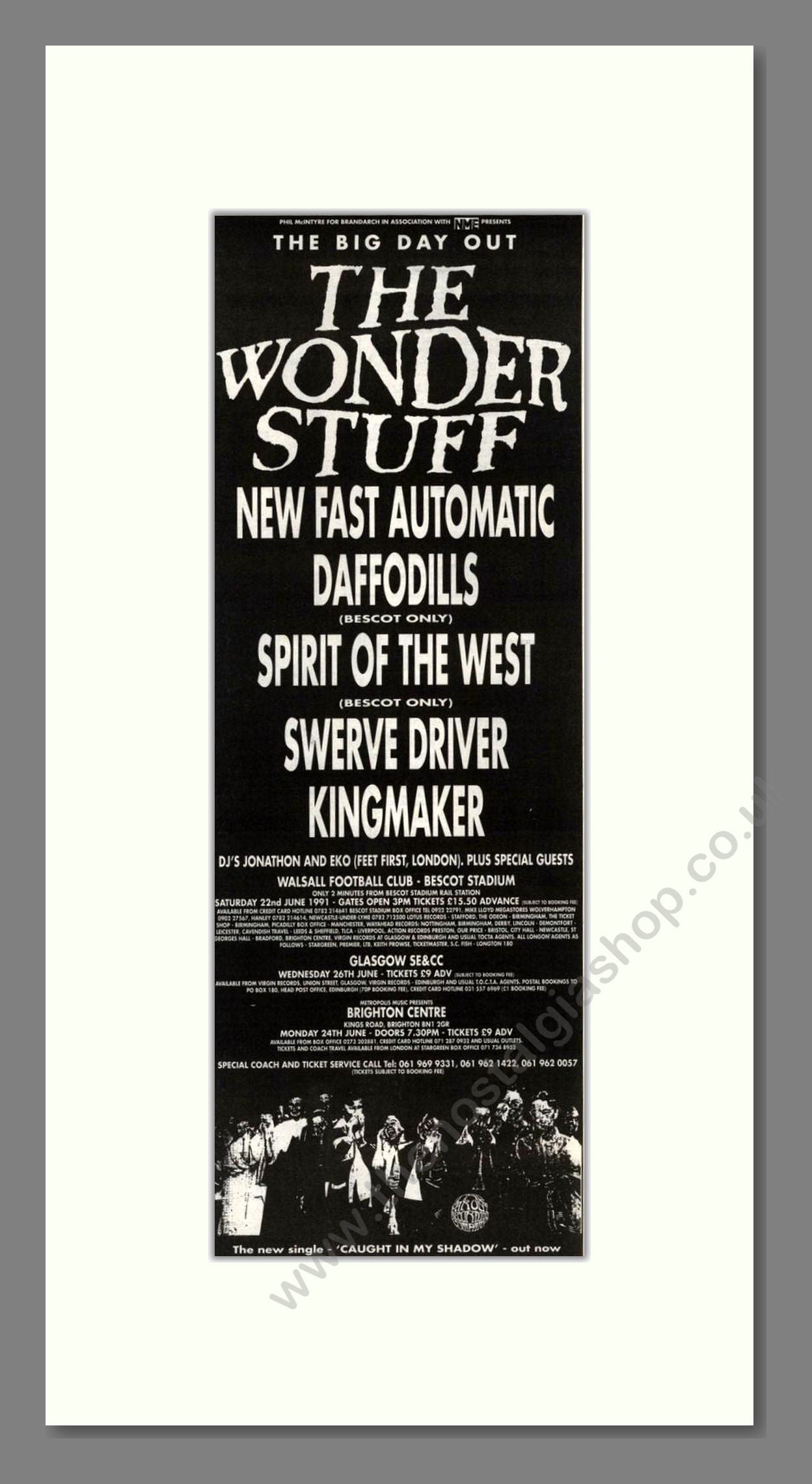 Big Day Out Festival (Wonder Stuff) - Line Up. Vintage Advert 1991 (ref AD201606)