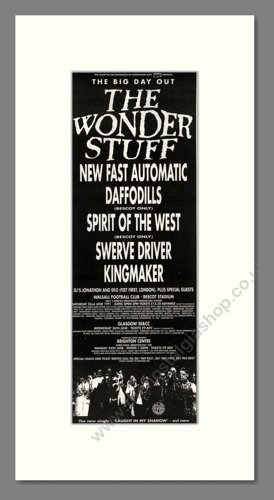 Big Day Out Festival (Wonder Stuff) - Line Up. Vintage Advert 1991 (ref AD201606)