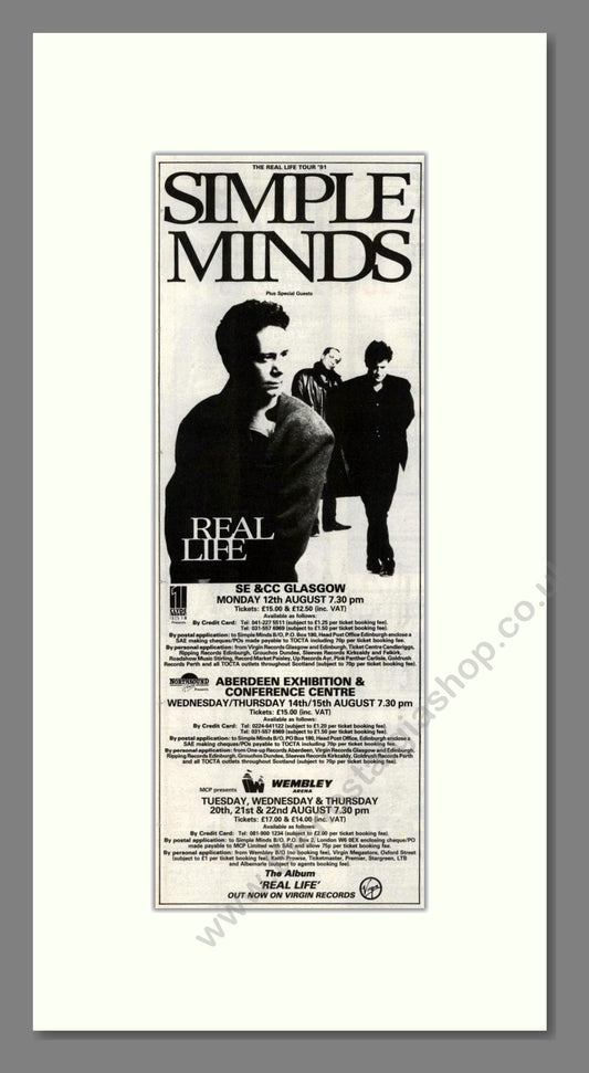 Simple Minds - Real Life. Vintage Advert 1991 (ref AD201607)