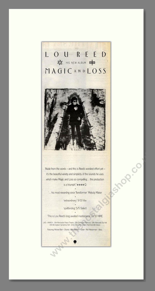 Lou Reed - Magic And Loss. Vintage Advert 1992 (ref AD201619)