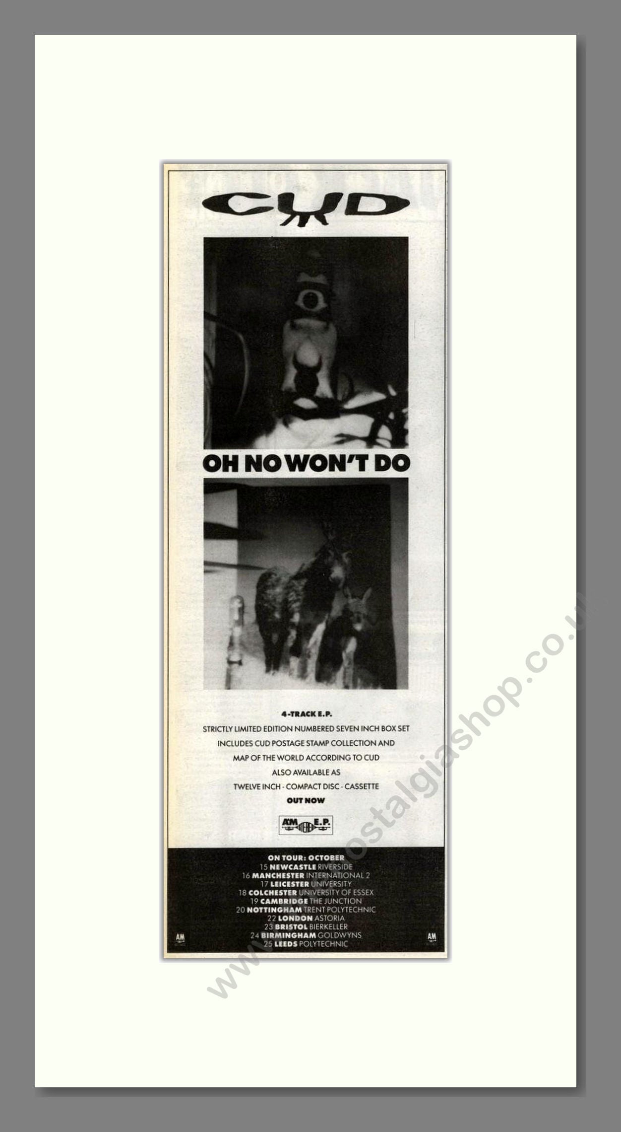 CUD - Oh No Won't Do. Vintage Advert 1991 (ref AD201620)