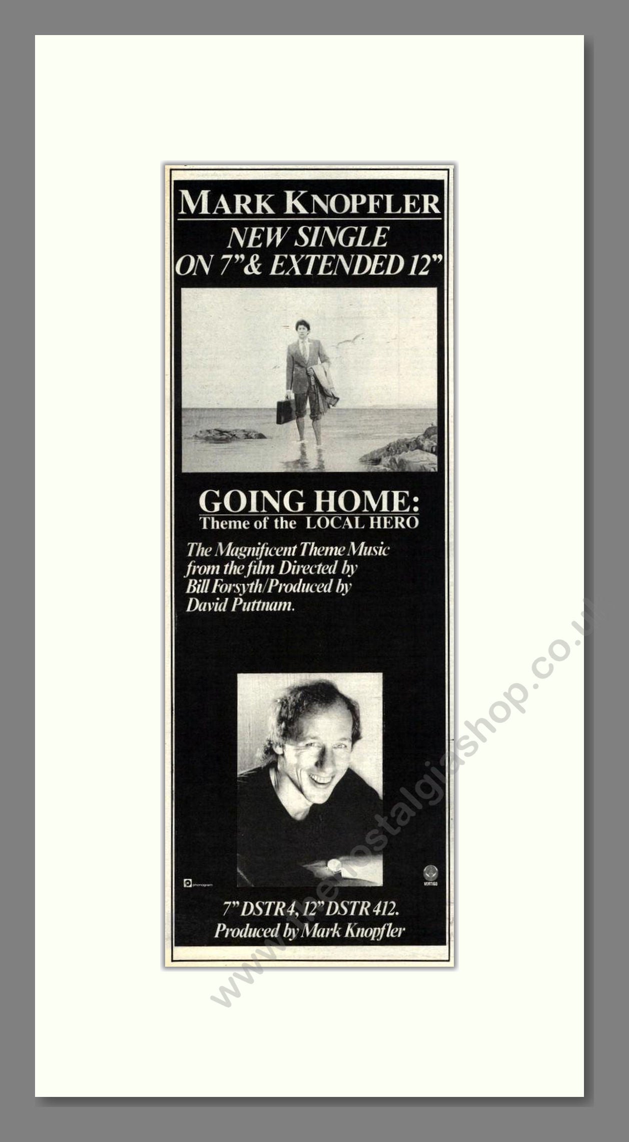 Mark Knopfler - Going Home (Local Hero). Vintage Advert 1983 (ref AD201625)