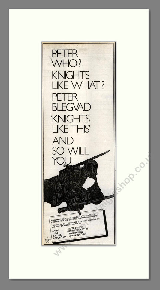 Peter Blegvad - Knights Like This. Vintage Advert 1985 (ref AD201631)