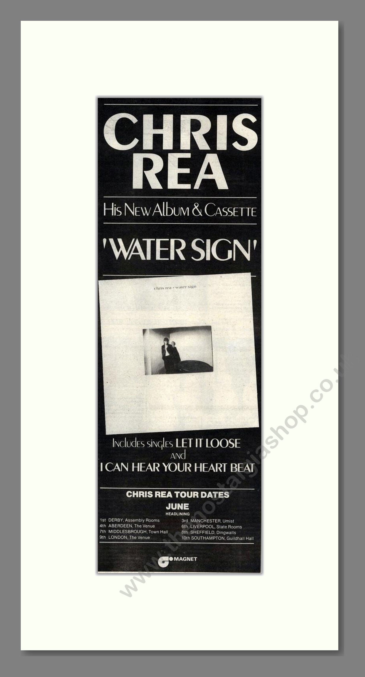 Chris Rea - Water Sign. Vintage Advert 1983 (ref AD201636)