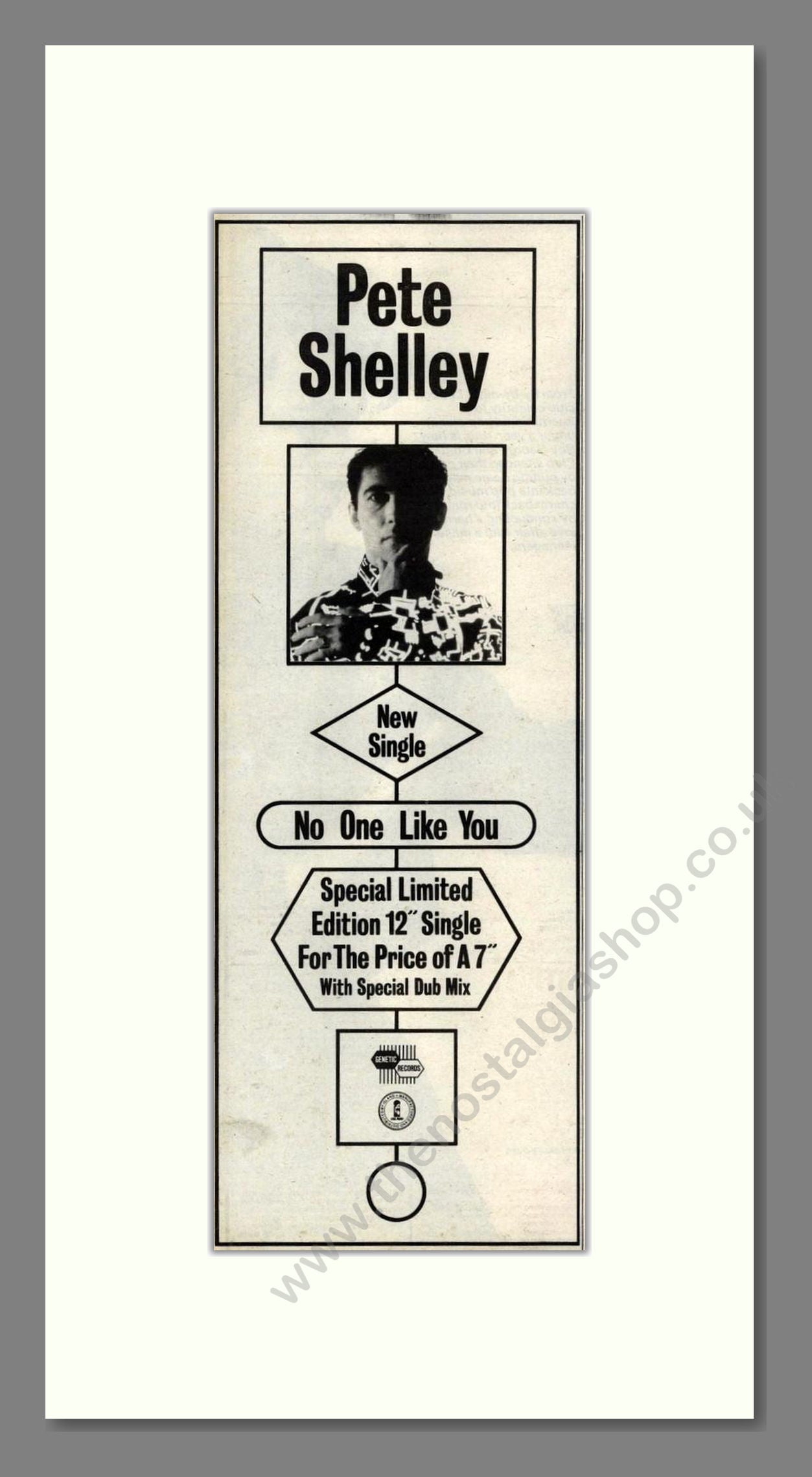 Pete Shelley - No One Like You. Vintage Advert 1983 (ref AD201639)