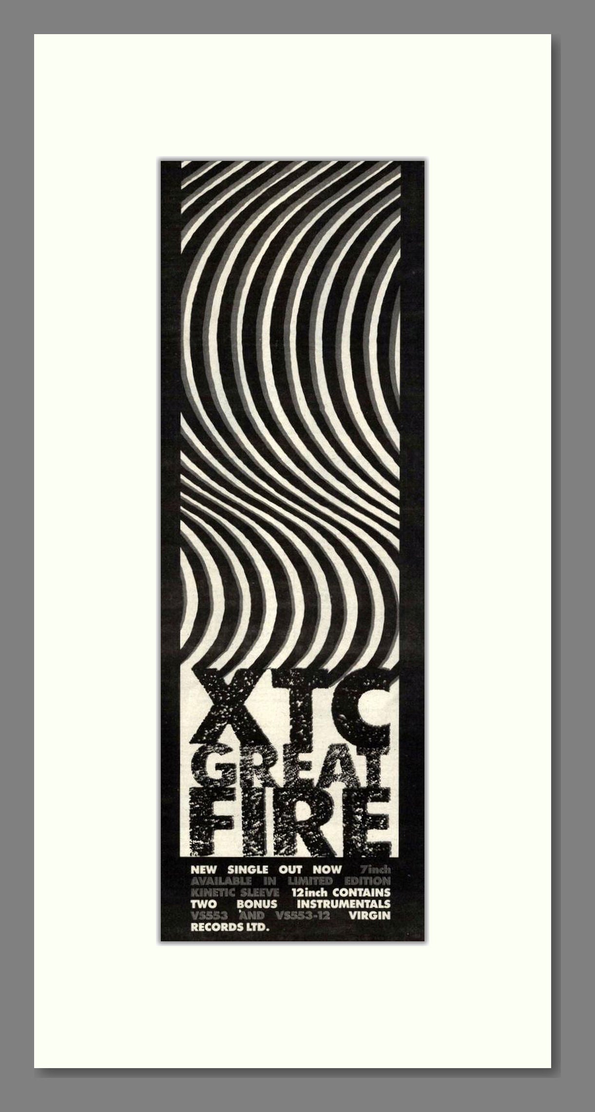 XTC - Fire. Vintage Advert 1983 (ref AD201641)