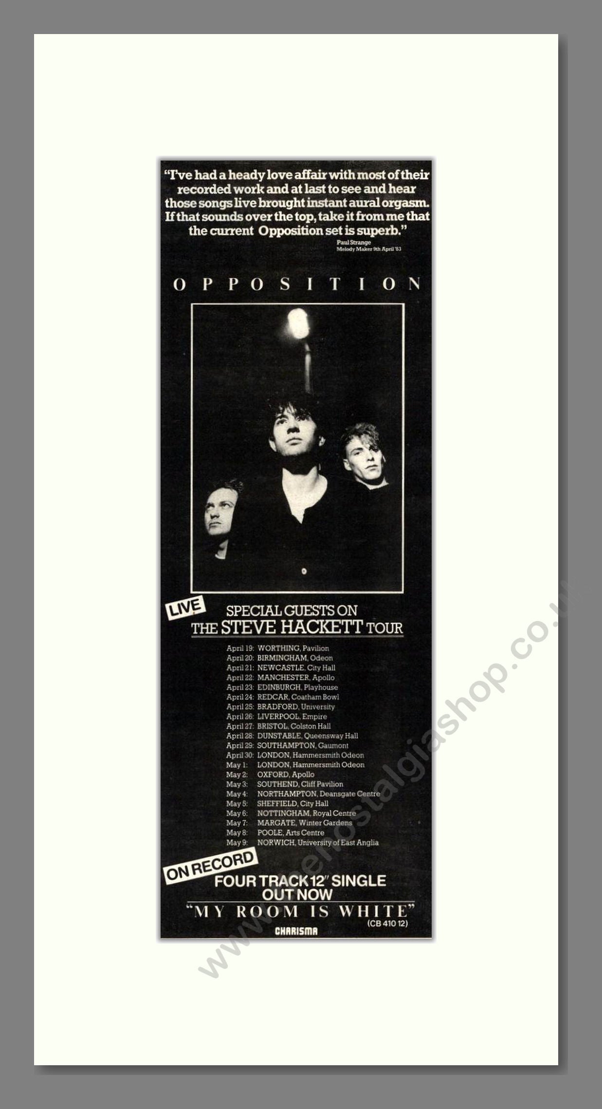 Opposition - UK Tour. Vintage Advert 1983 (ref AD201642)