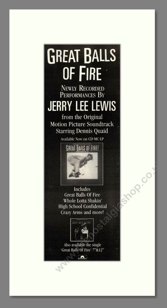 Jerry Lee Lewis - Great Balls Of Fire. Vintage Advert 1989 (ref AD201650)