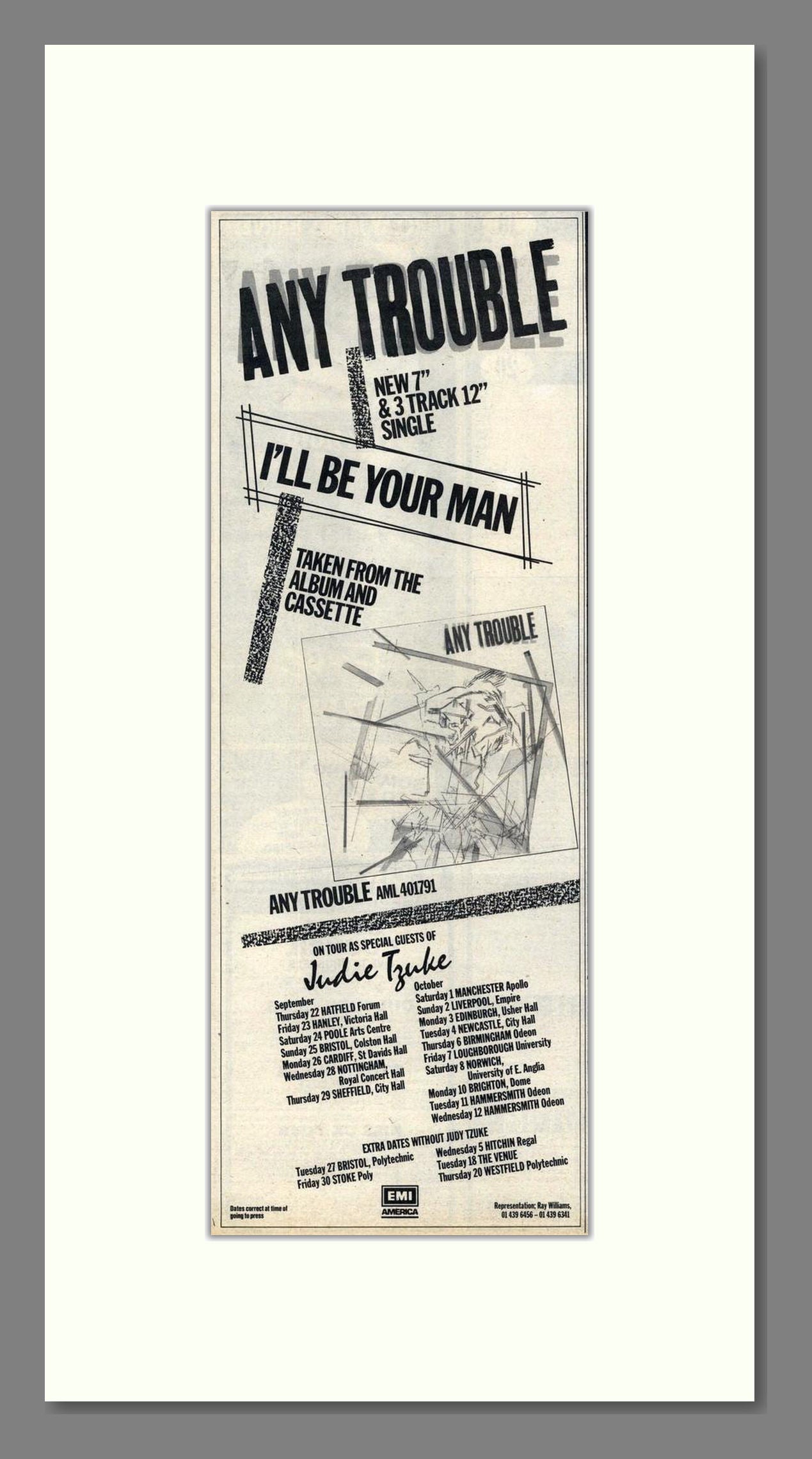 Any Trouble - I'll Be Your Man. Vintage Advert 1983 (ref AD201654)