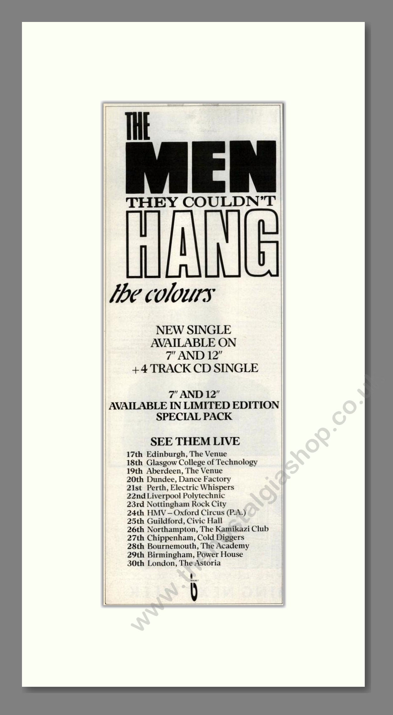Men They Couldn't Hang (The) - The Colours. Vintage Advert 1988 (ref AD201656)