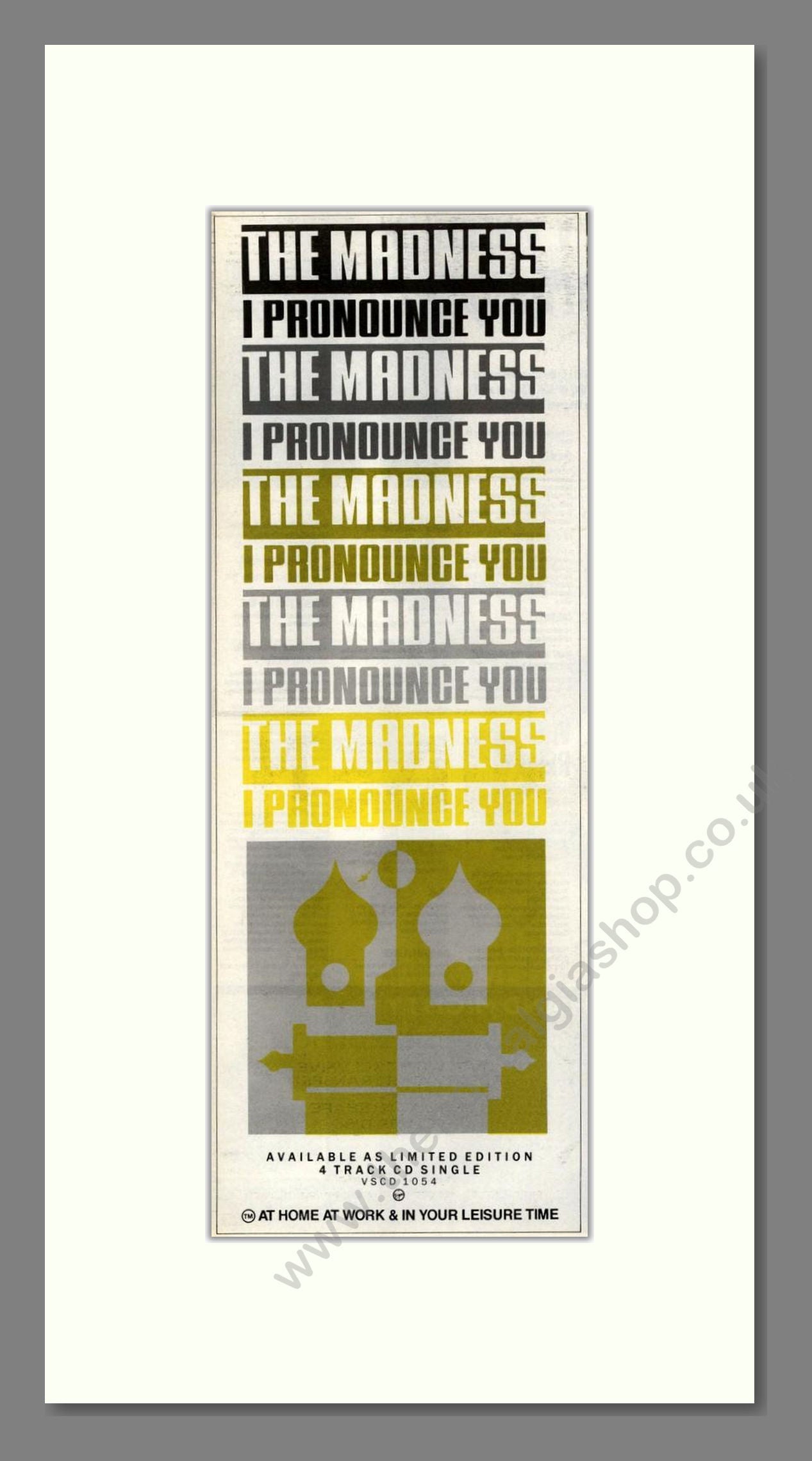 Madness (The) - I Pronounce You. Vintage Advert 1988 (ref AD201657)