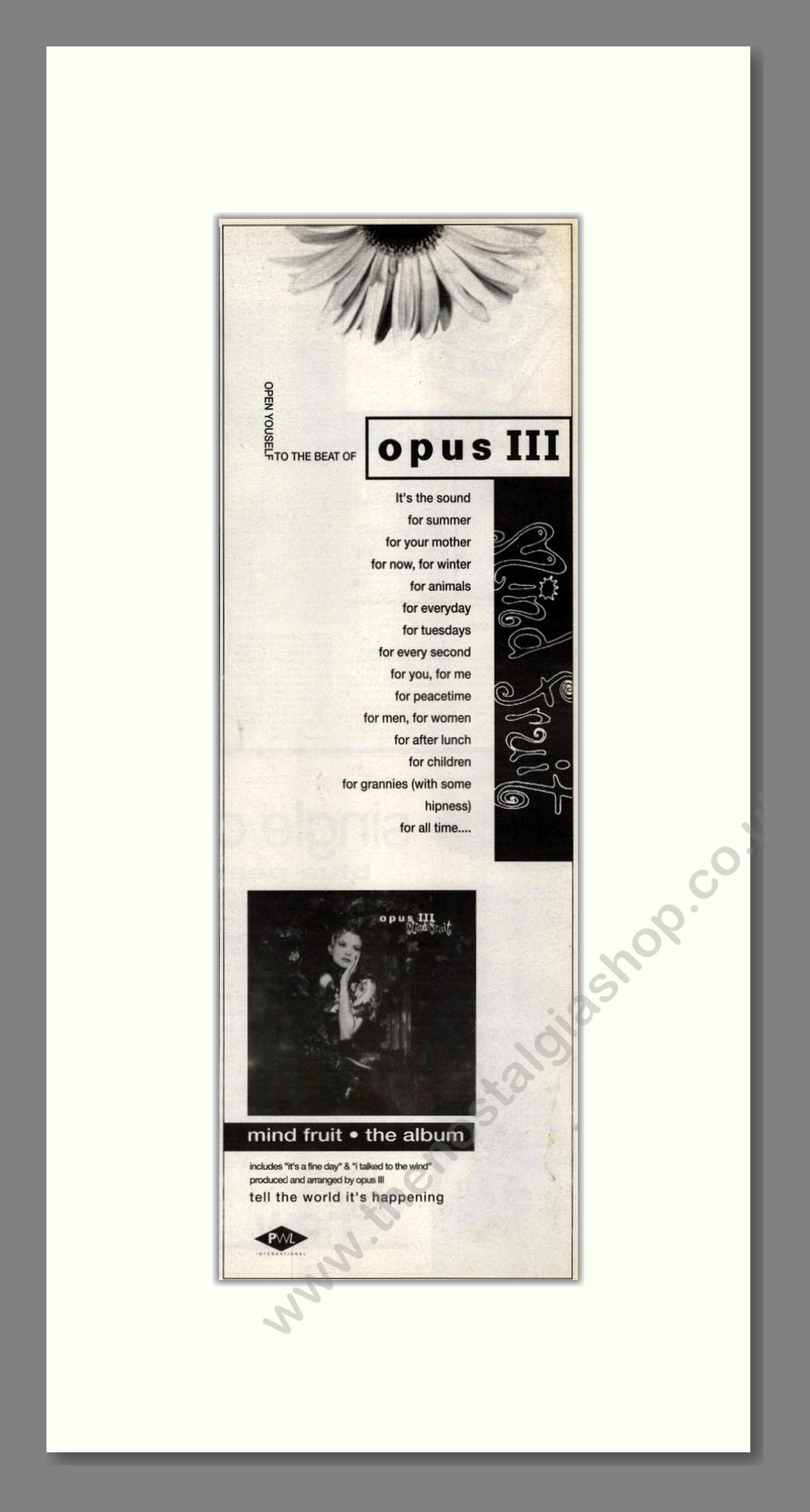 Opus III - Mind Fruit. Vintage Advert 1992 (ref AD201664)