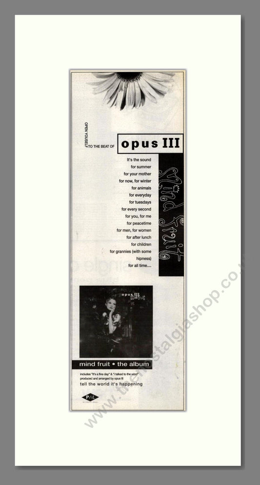 Opus III - Mind Fruit. Vintage Advert 1992 (ref AD201664)