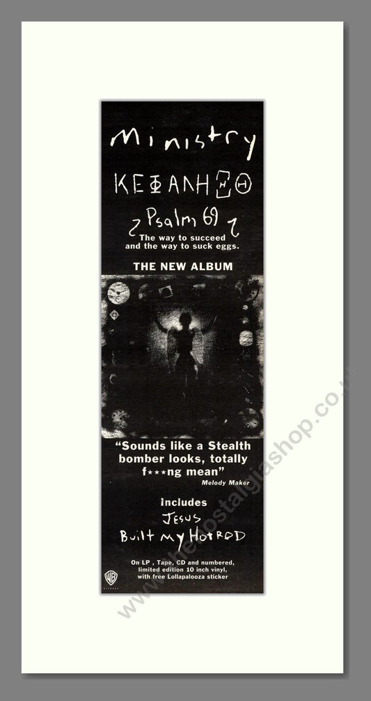 Ministry - Psalm 69. Vintage Advert 1992 (ref AD201665)