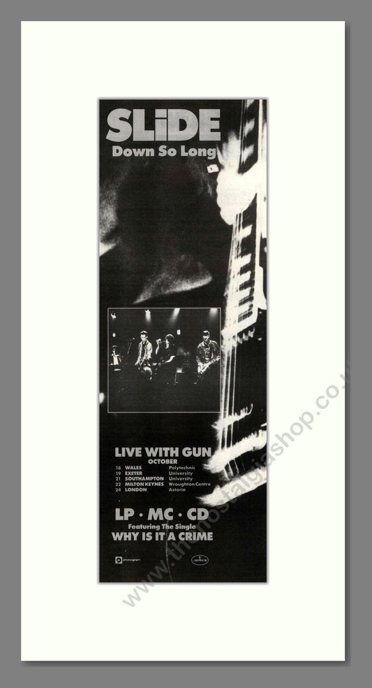 Slide - Down So Long. Vintage Advert 1989 (ref AD201676)