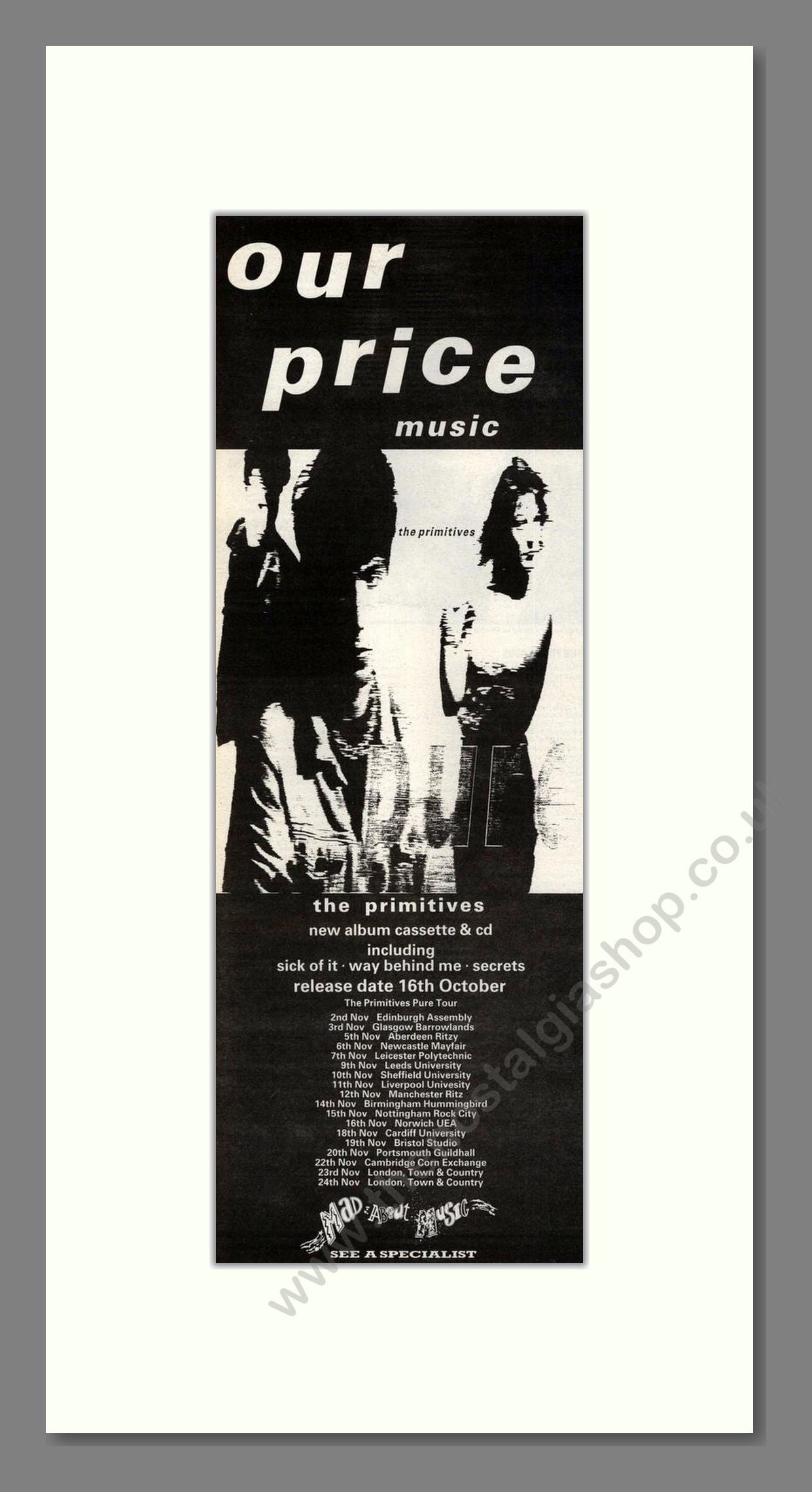 Primatives (The) - UK Tour. Vintage Advert 1989 (ref AD201677)