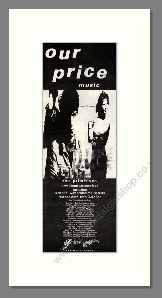 Primatives (The) - UK Tour. Vintage Advert 1989 (ref AD201677)