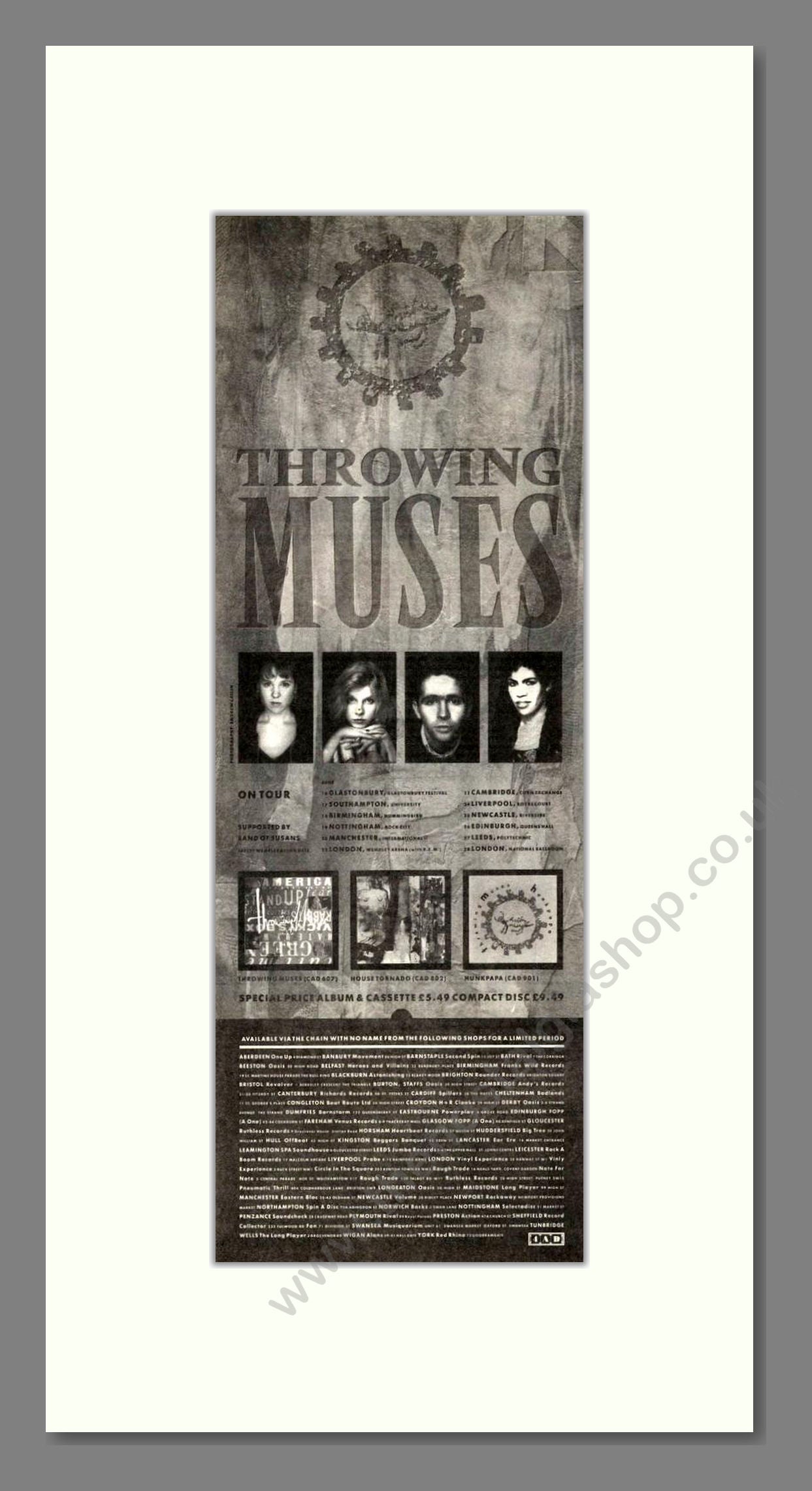 Throwing Muses - UK Tour. Vintage Advert 1989 (ref AD201686)