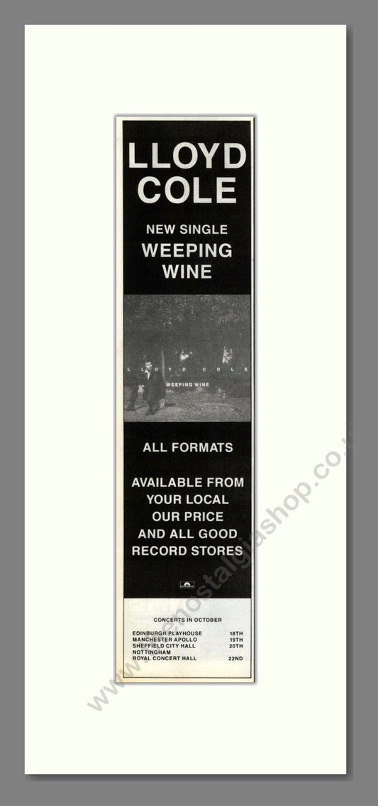 Lloyd Cole - Weeping Wine. Vintage Advert 1991 (ref AD201689)