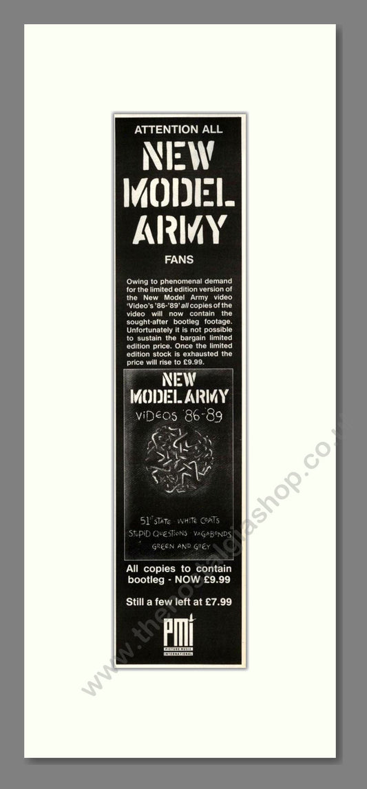 New Model Army - Videos. Vintage Advert 1989 (ref AD201695)