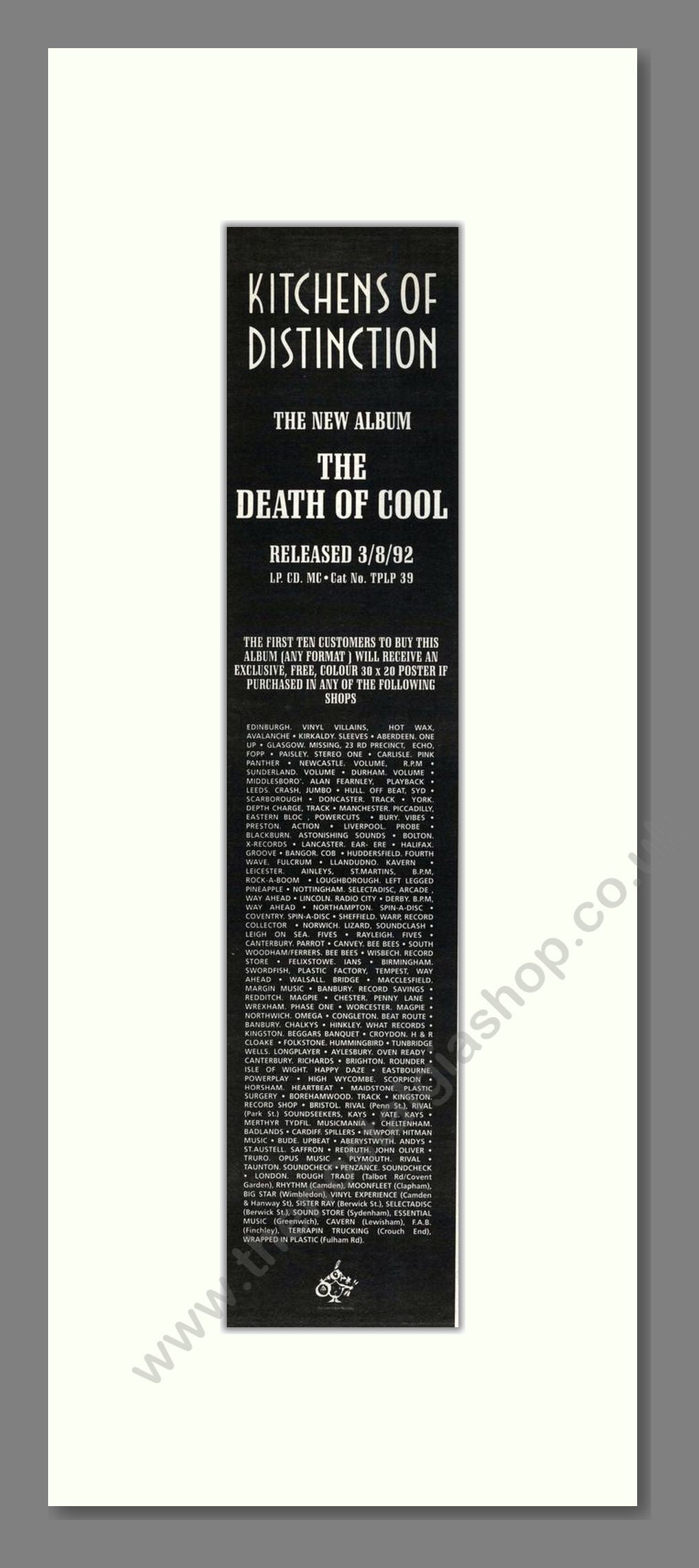 Kitchens Of Distinction - The Death Of Cool. Vintage Advert 1992 (ref AD201705)
