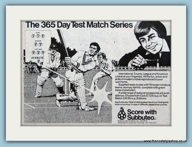 Subbuteo Cricket Original Advert 1979 (ref AD6394)