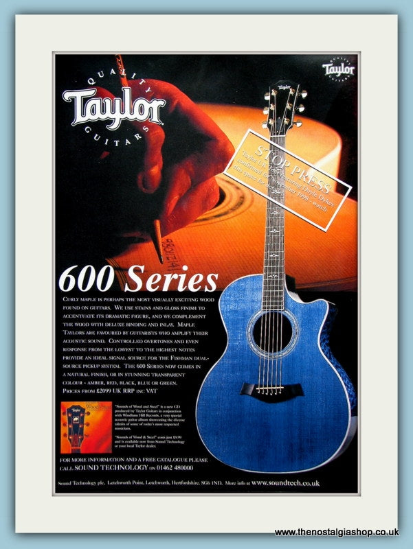 Taylor Guitars 600 Series. Original Advert 1998 (ref AD2350)