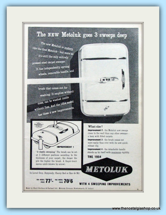 Metoluk Carpet Sweeper. Original Advert 1954 (ref AD4745)