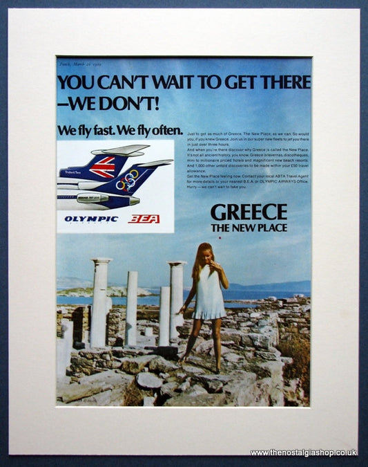 Olympic Airways & BEA Greece Tourism Original advert 1969 (ref AD963)