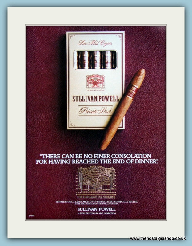 Sullivan Powell Cigars Original Advert 1986 (ref AD6138)
