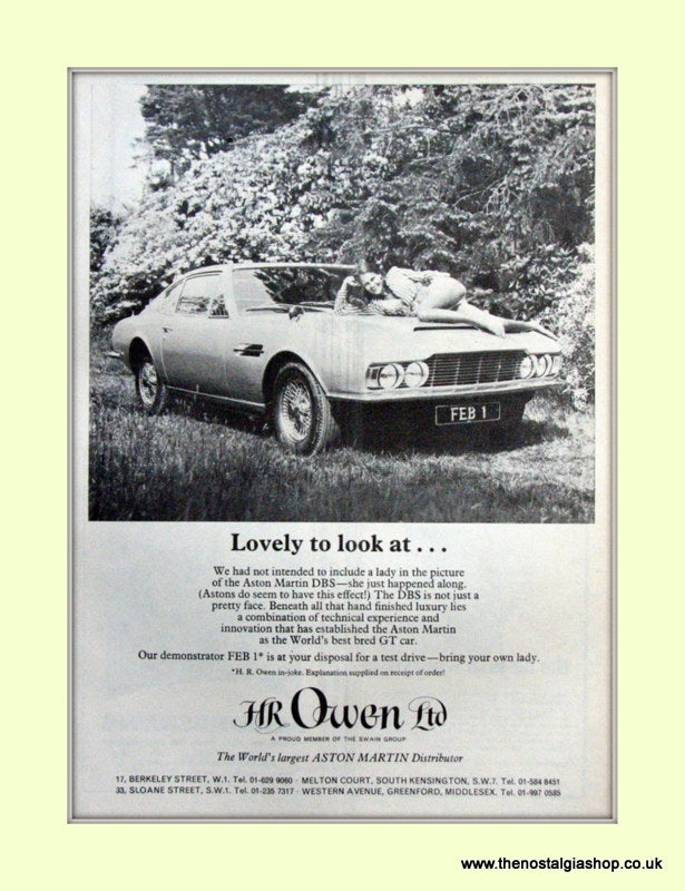 Aston Martin HR Owen Ltd Distributor Original Advert 1969 (ref AD6687)