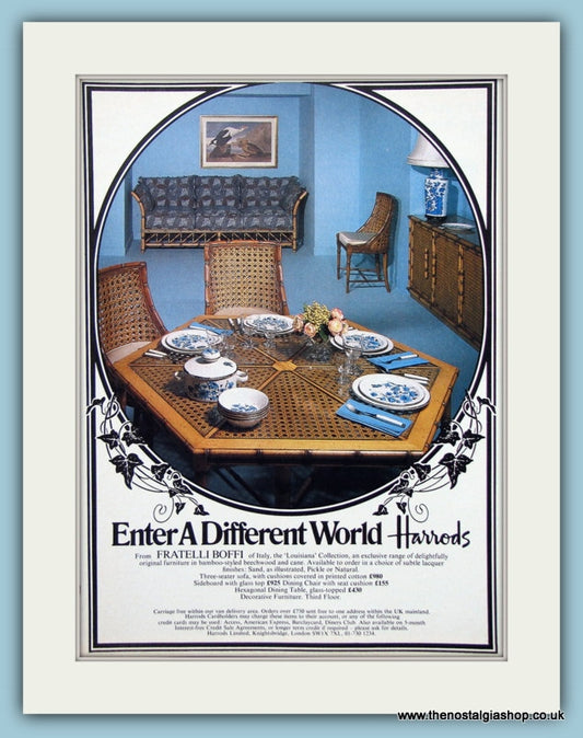 Fratelli Boffi -Louisiana Collection Harrods Original Advert 1975 (ref AD2452)