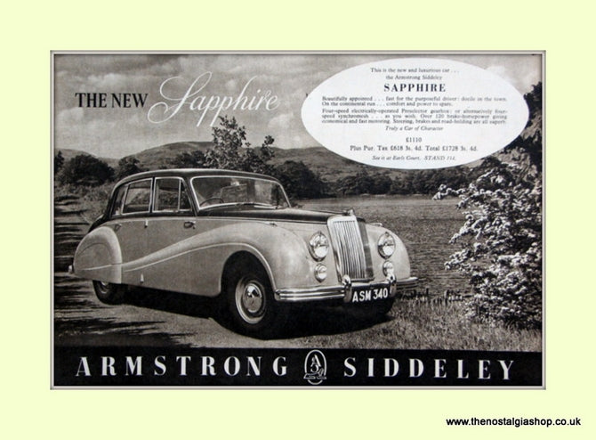 Armstrong Siddeley Sapphire Original Advert 1952 (ref AD6674)