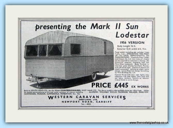Mark II Sun Lodestar Caravan Original Advert 1955 (ref AD5098)