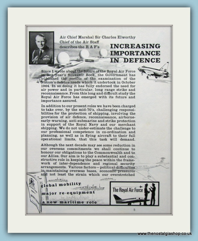 R.A.F Air Chief Marshal Sir Charles Elsworthy Original Advert 1966 (ref AD6287)