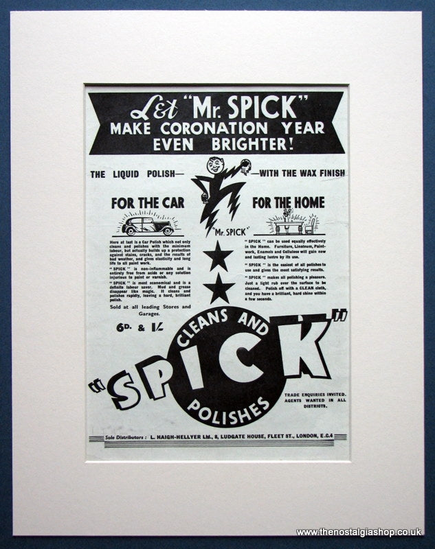 Spick Cleans And Polishes 1937 Original Advert (ref AD984)