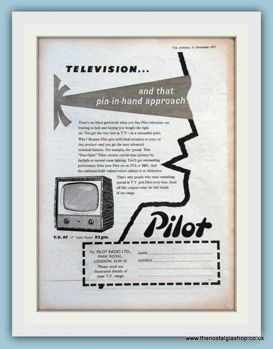 Pilot Television Original Advert 1955 (ref AD3010)