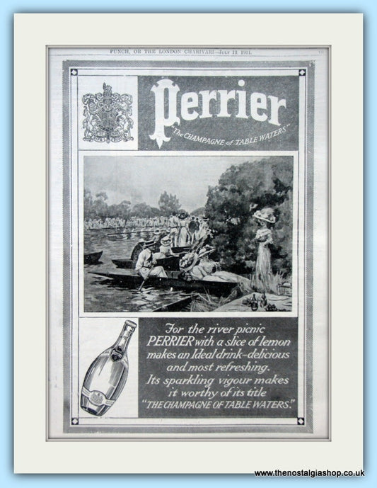 Perrier. River Picnic. Original Advert 1911 (ref AD4857)