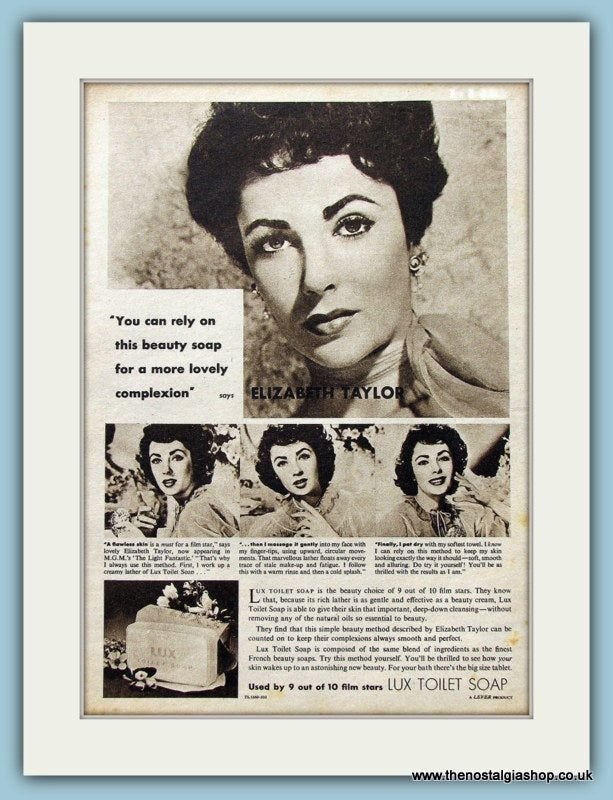 Lux Soap featuring Elizabeth Taylor RARE Original Advert 1952 (ref AD3