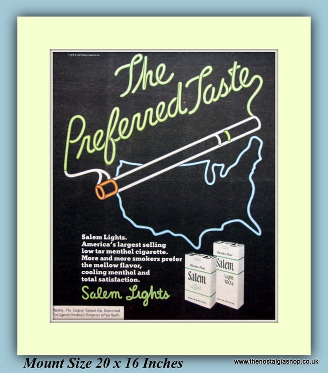 Salem Lights Cigarettes Set Of 2 Original Adverts 1978 & 1977 (ref AD9444)