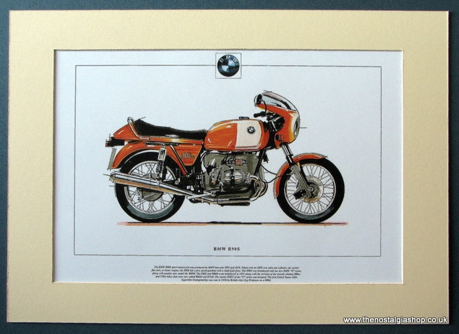BMW R90S Mounted Motorcycle Print. (ref PR3010)