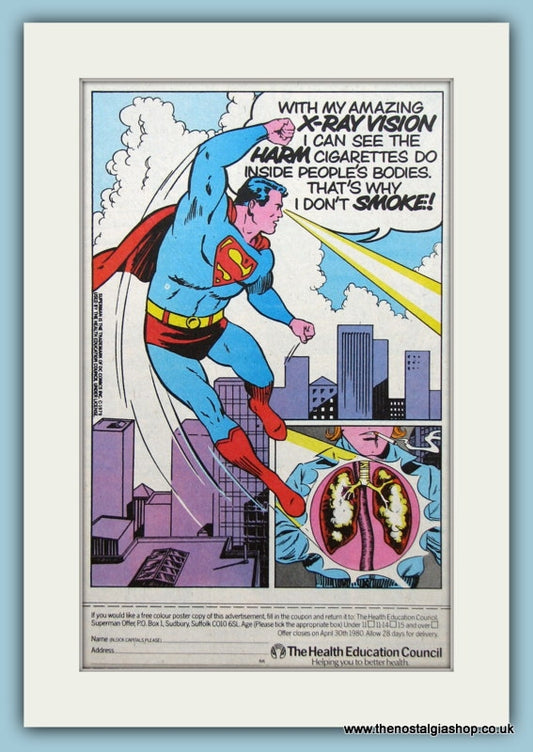 Superman Health Education Council Original Advert 1980 (ref AD6419)