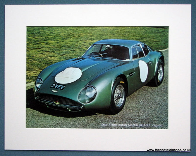 Aston Martin DB4GT Zagato 1961. Colour Photo Print 1973 (ref AD1330)