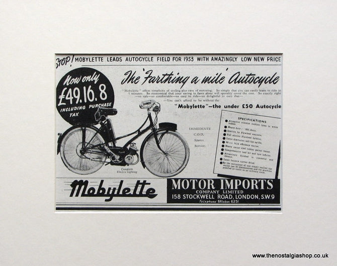 Mobylette Autocycle 1952 Original Advert (ref AD1575)