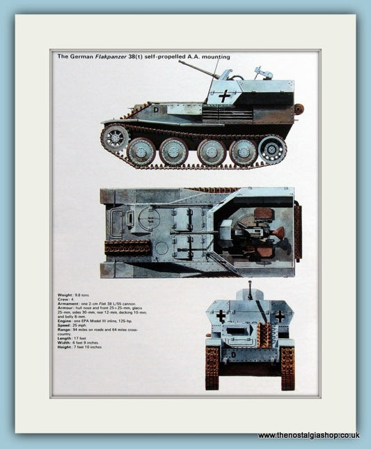 German Flakpanzer 38(t) Self-Propelled A.A. Mounting. Print (ref PR451)