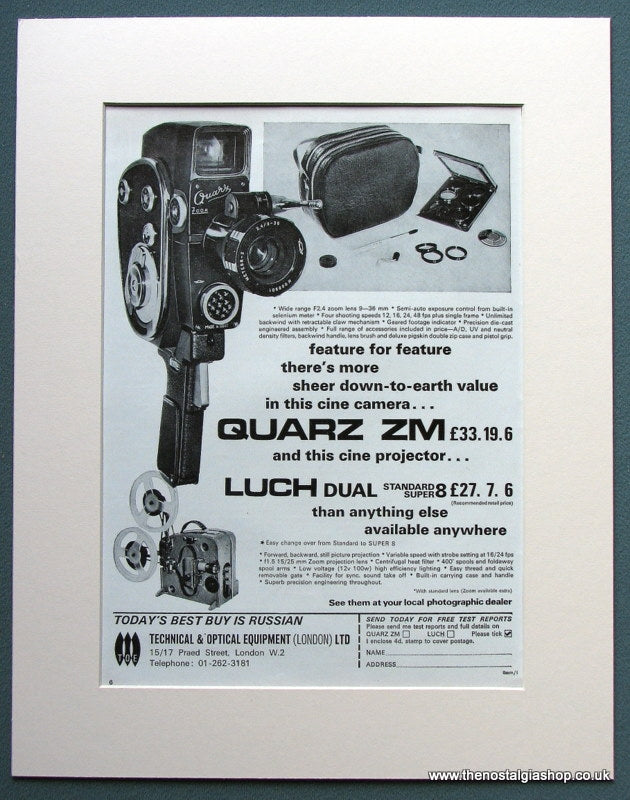 Quarz ZM Cine Projector Luch Dual 1968 Original Advert (ref AD1066)