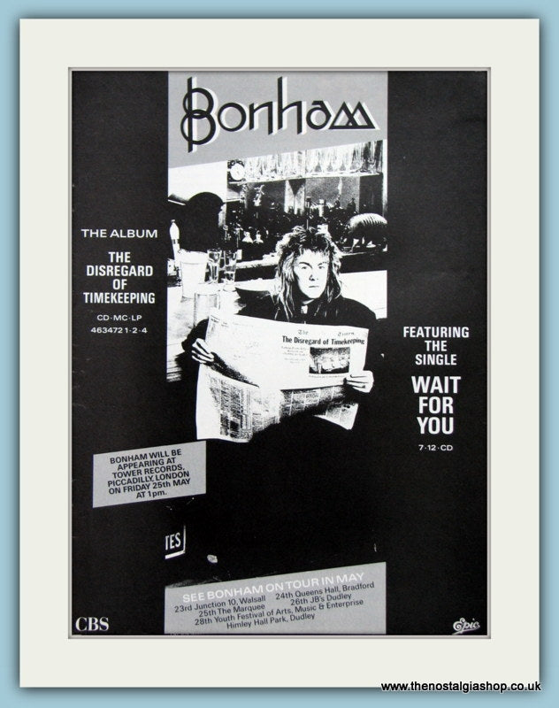 Bonham The Disregard Of Timekeeping 1989 Original Advert (ref AD3325)