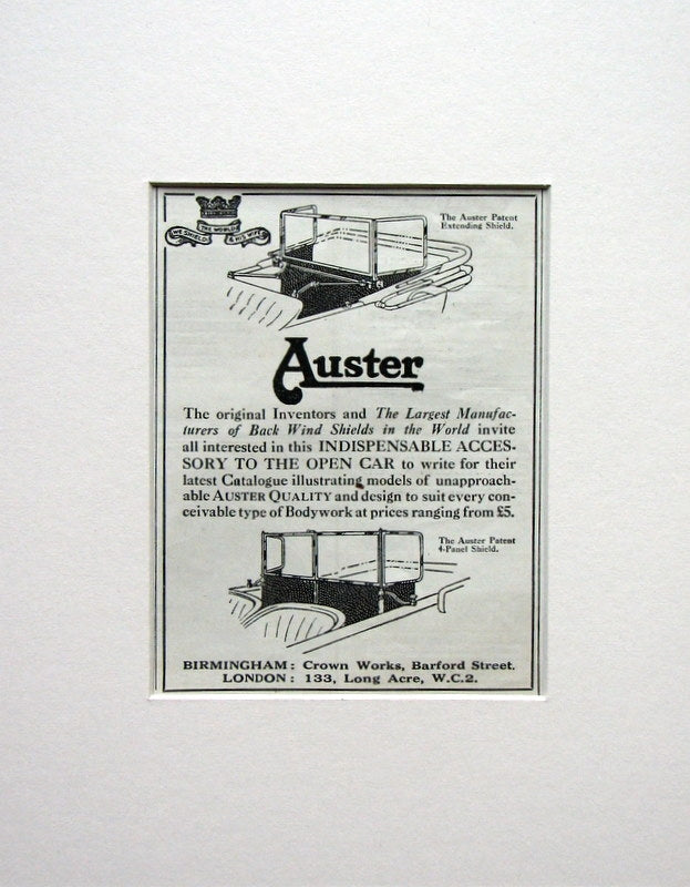 Auster Car Wind Shield Original Advert 1924 (ref AD1511)