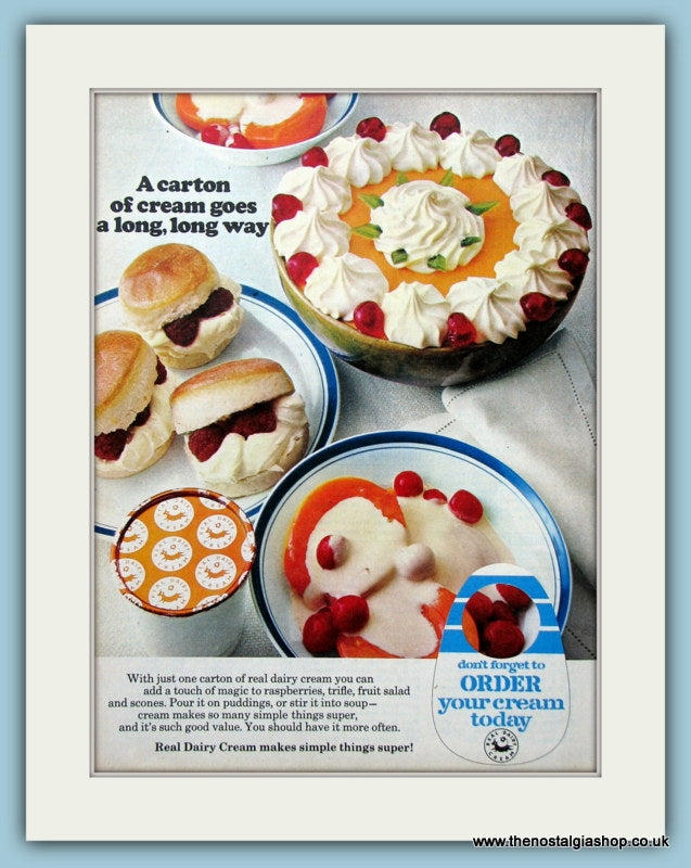 Real Dairy Cream. Set of 2 Original Adverts 1970 (ref AD4370)
